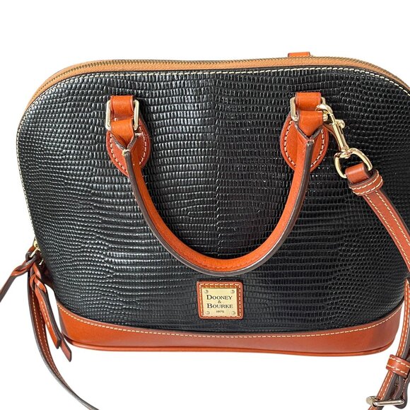 Dooney And Bourke Black Embossed Leather Satchel Crossbody Bag Vintage Classic - Picture 6 of 11